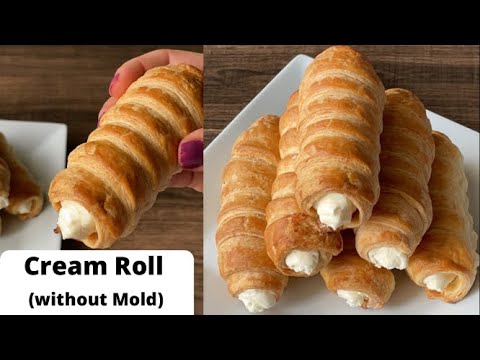 Eggless Cream Roll Recipe without Mold |Bakery Style Cream Puff Pastry Recipe|How to Make Cream Roll