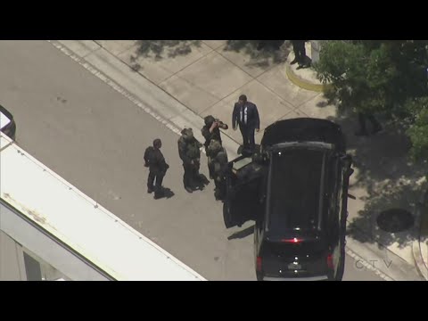 Donald Trump motorcade arrives at Miami court | AERIAL VIEW