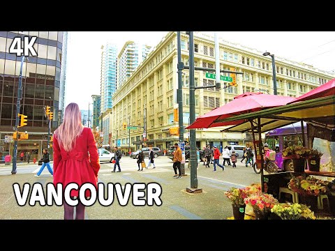 🇨🇦 【4K】🍁🍁🍁  Downtown Vancouver BC, Canada.  Relaxing Walk. November 12 2023.