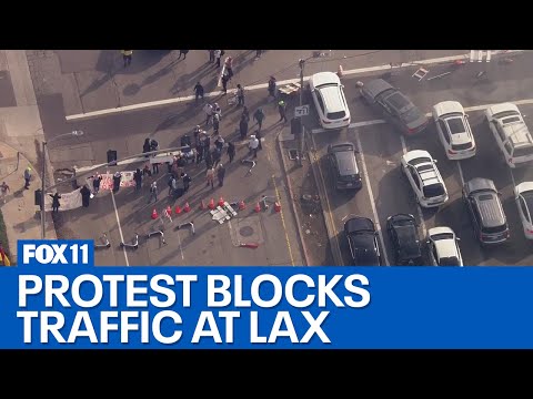 Protest blocks main entrance to LAX Airport