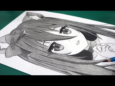 How To Draw a Cute Anime Wolf Girl &quot;Using Only ONE Pencil&quot;