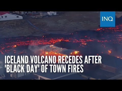 Iceland volcano recedes after 'black day' of town fires