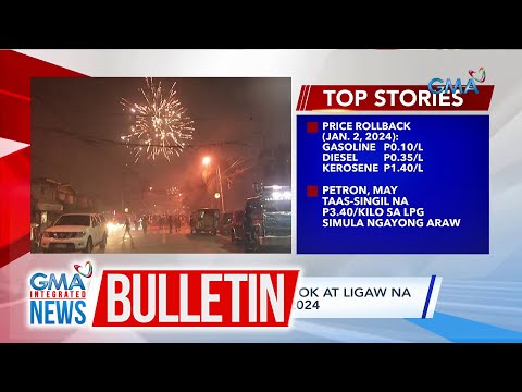 PNP: 2 patay dahil sa paputok at ligaw na bala sa pagsalubong sa 2024 | GMA Integrated News Bulletin