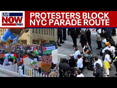 Protesters block NYC parade route in wake of Israel-Hamas war ceasefire | LiveNOW from FOX