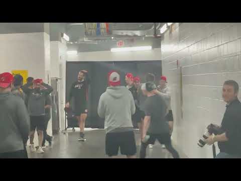 Jack Hughes &amp; Luke Hughes NJ Devils Soccer Warmup BEHIND THE SCENES Carolina Hurricanes Game 3