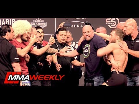 UFC 229 Khabib vs Conor McGregor Ceremonial Weigh-In Comes to Blows