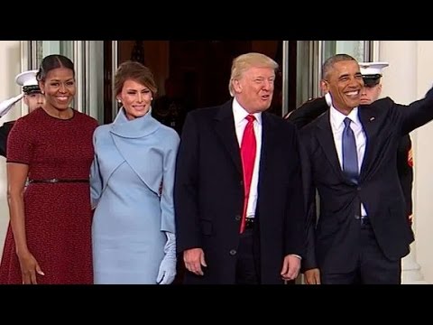 The Obamas greet the Trumps at White House