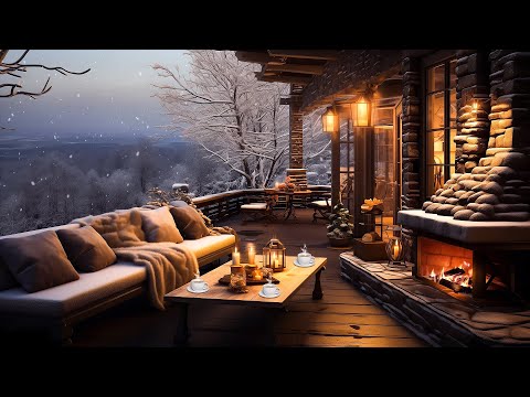 Winter Jazz Music in a Cozy Caf&eacute; 🎹 Smooth Jazz Background with Fireplace Sounds for Relaxation