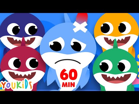 Five Little Monkeys Jumping on the Bed | Jumping Baby Sharks