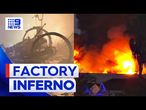 Huge blaze engulfs e-bike warehouse | 9 News Australia