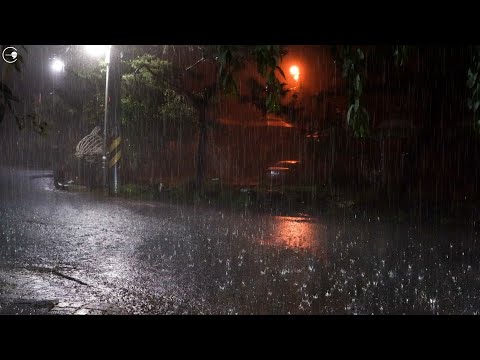 Heavy rain for insomnia on a rainy night, the sound of rain falling asleep quickly ASMR white noise