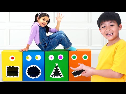 Ellie and Eric Feeding Hungry Toy Boxes: Kids Learn about Shapes and Colors