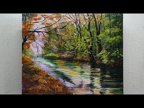 how to paint  painting a realistic river with acrylic/for beginners