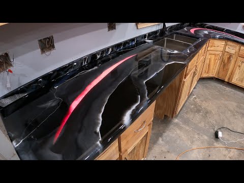 Epoxy Countertops with built in LEDs and infused Glow in the Dark patterns