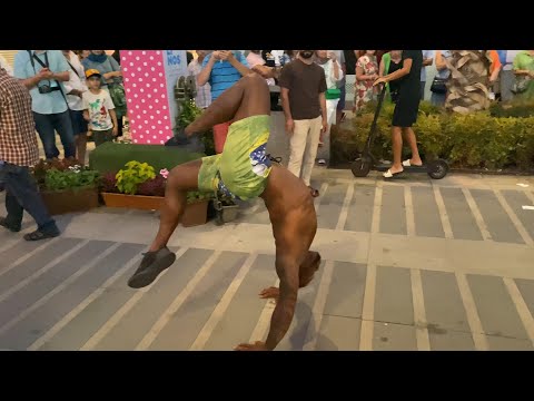 Street acrobats from Brazil in Torremolinos, Spain