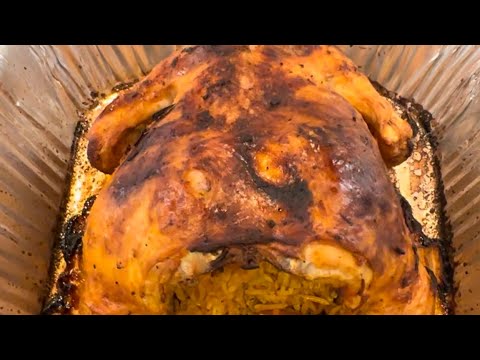 Oven-roasted chicken دجاج محشي بالفرن 