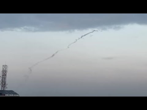 Trail of smoke in Rafah sky after rocket fired towards Israel | AFP