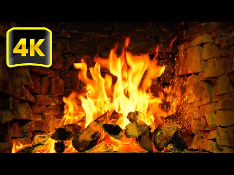 🔥 4K 3 HOUR Fireplace with crackling fire 🔥 Relax with Warm Fireplace for a good night's sleep