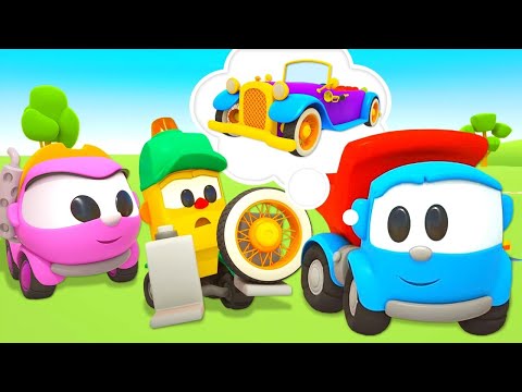 Car cartoons in English &amp; cars for kids - Leo the truck and street vehicles.