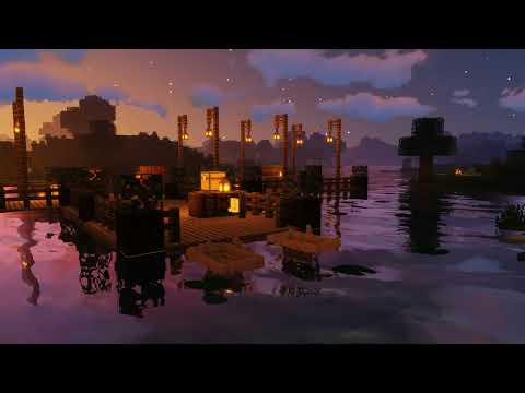 Minecraft - A perfectly cozy evening down by the quay  with mincraft music