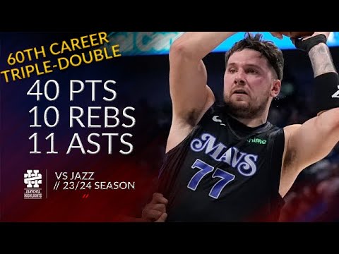 Luka Doncic 40 pts 10 rebs 11 asts vs Jazz 23/24 season