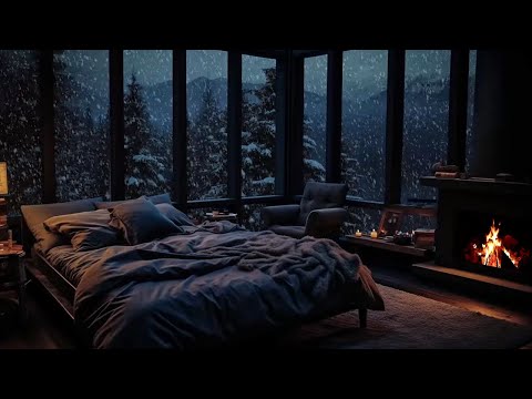 Blizzard, breathtaking views and crackling fire | Winter ambience for sleeping, relaxing or studying