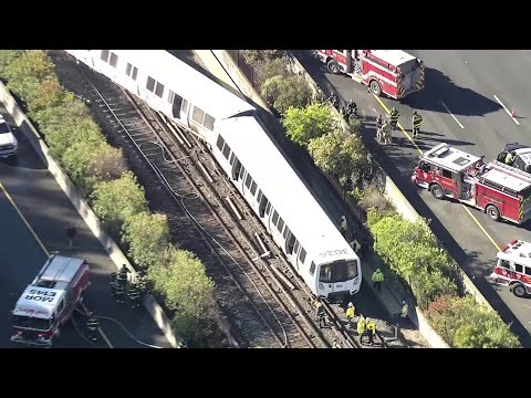 Raw video: Scene of BART derailment, fire between Orinda and Lafayette stations