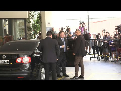 President elect Milei arrives to hotel after meeting with Fernandez | AFP