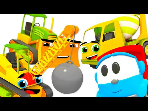 Construction vehicles for kids &amp; Leo the truck - Big trucks &amp; street vehicles games video.