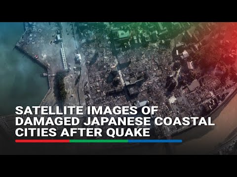 Satellite images of damaged Japanese coastal cities after quake