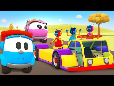 Car cartoons for kids &amp; Street vehicles and trucks for kids - Leo the Truck &amp; toy robots for kids.