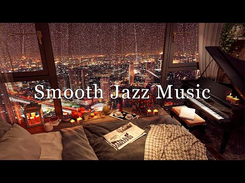 Peaceful Evening with Jazz Music and Relaxing Rain Sounds for Sleeping, Reduce Stress 🎹