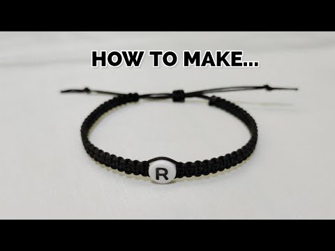 How To Make Square Knot Bracelet With Initial Bead Spacer | Gelang Inisial Anyam