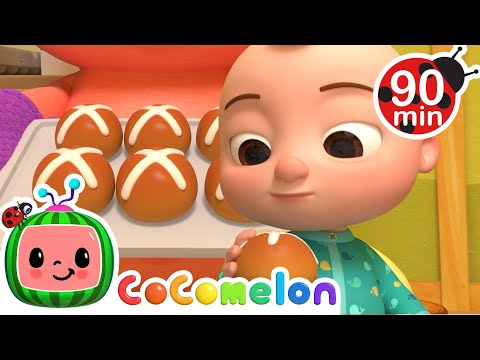 Party in the Kitchen: JJ, TomTom, YoYo &amp; Pig Make Anniversary Buns! 🎉 🎈 | Cocomelon 90 MINS