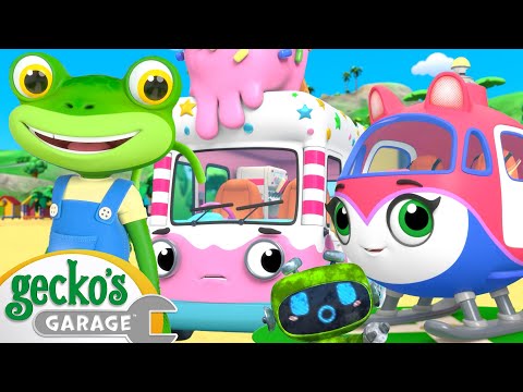 Helena Ice Cream Helicopter | Gecko's Garage | Animal Cartoons