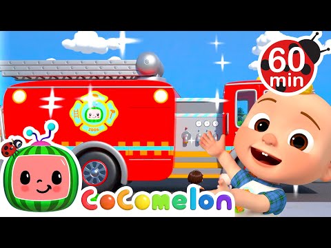 Fire Truck Wash Song | CoComelon | 🚌Wheels on the BUS Songs! | 🚌Nursery Rhymes for Kids