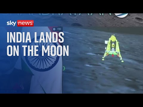 India lands a spacecraft on the moon's south pole