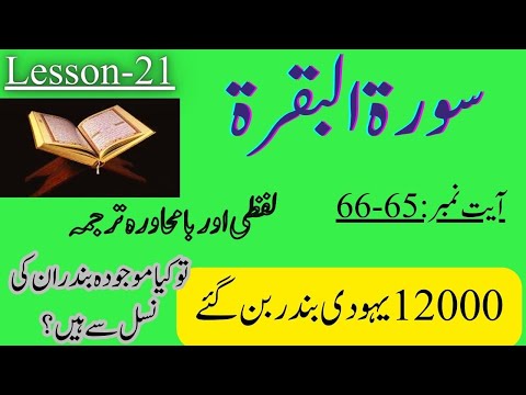 Lesson-21 Surah Al-Baqarah | 65-66  | Quran Urdu Translation | Learn &amp;amp; Understand Quran Word by Word