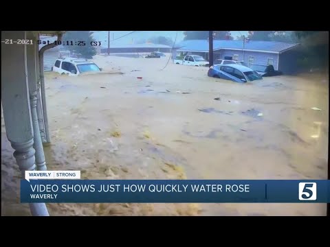 Home surveillance video shows speed of Waverly flooding