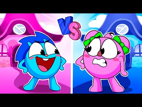 Pink vs Blue Room Challenge || Learn Colors for Kids+More Funny Cartoons