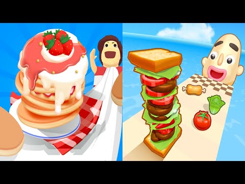 Pancake Run VS Sandwich Runner Android iOS Mobile Gameplay Walkthrough #1