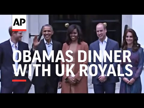 Obamas arrive for dinner with UK Royals