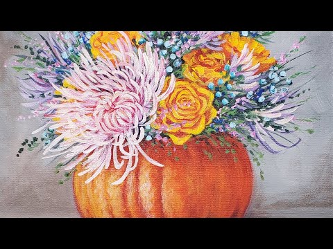 Floral Pumpkin Acrylic Painting LIVE Tutorial