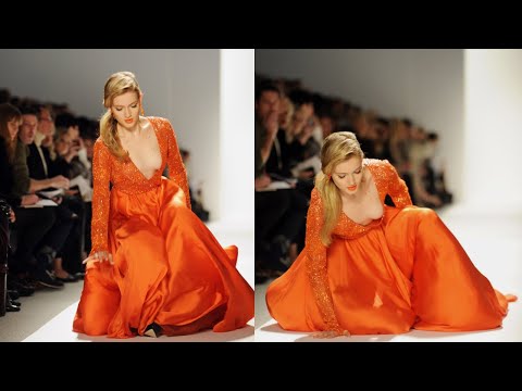 Top model falls on runway