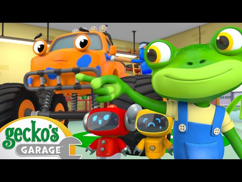 Max the Monster Truck Gets a New Paint Colour | Gecko's Garage | Truck Cartoons For Children