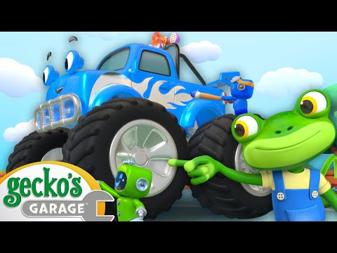 Max the Monster Truck Gets a Make Over!| Animal for Kids | Truck and Bus Cartoon | Gecko's Garage