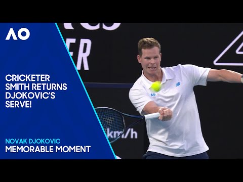 Steve Smith Amazingly Returns Novak Djokovic's Serve! | Australian Open 2024