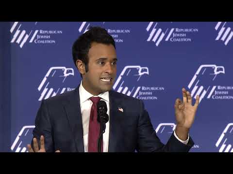 Vivek Ramaswamy at the Republican Jewish Coalition's Annual Leadership Summit, October 28, 2023.