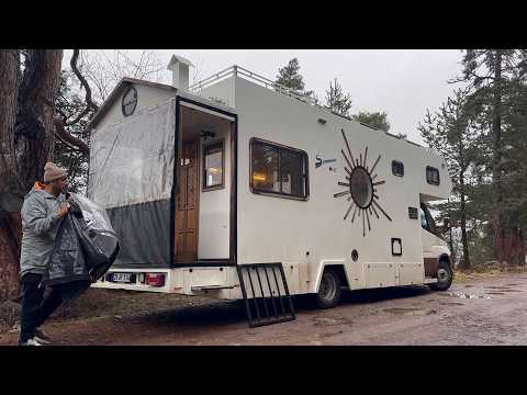 WE INSTALLED A STOVE IN THE WINTER GARDEN OF OUR CARAVAN | WE WERE FALLING INTO A FROZEN LAKE