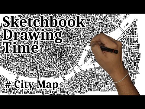 Drawing A City Map With Ink In My Sketchbook